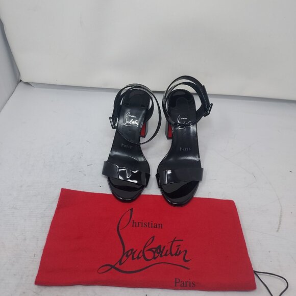 CHRISTIAN LOUBOUTIN Miss Sabina Black Ankle Strap Block Heel Sandal - Picture 4 of 11
